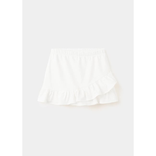 Jupe short volants blanc cassé <span itemprop=