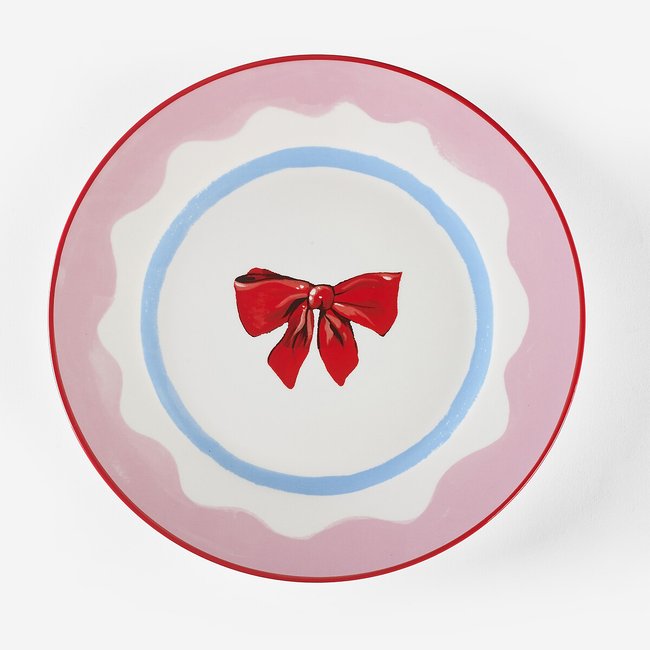 Set of 2 Fabulously Festive Bow Dinner Plates, multi-coloured, ELEANOR BOWMER