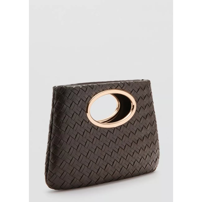 Sac porté main tressé chocolat <span itemprop=