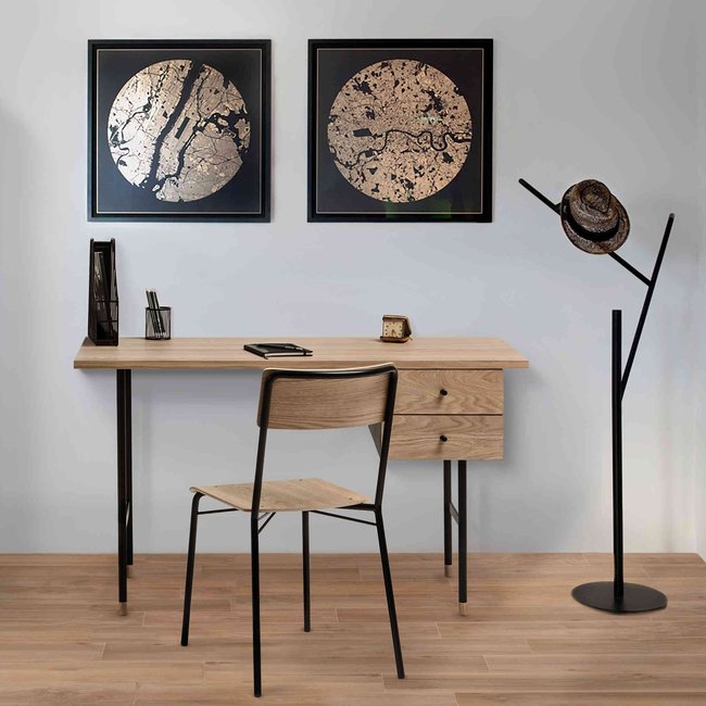 Bureau 2 tiroirs Couleur bois naturel <span itemprop=