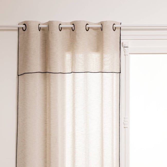 Voilage à bord contrasté FRED beige lin <span itemprop=