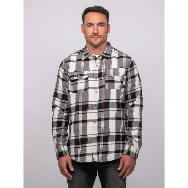 Chemise Manches Longues Carreaux Toxfeat ecru <span itemprop=