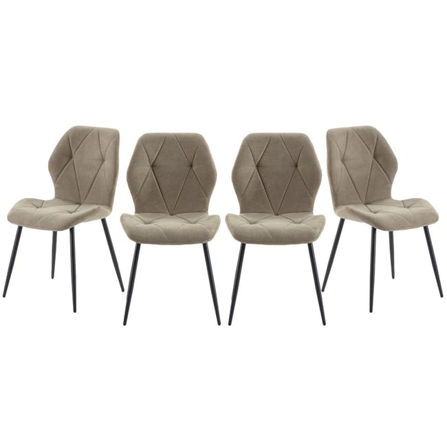 Lot de 4 chaises en tissu avec pieds en métal noir L47,5 cm - LUNA Couleur vert <span itemprop=