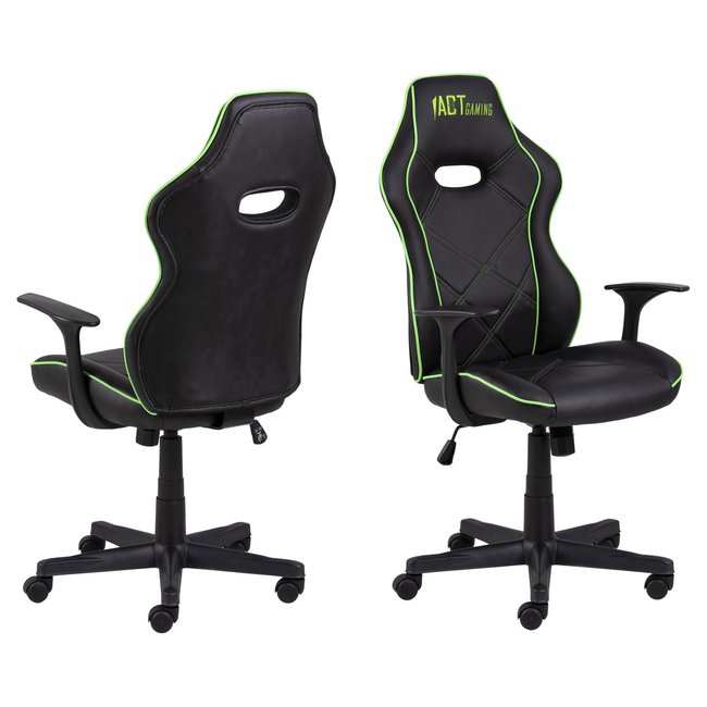 Chaise de bureau pour gamer Gus en simili Couleur vert <span itemprop=