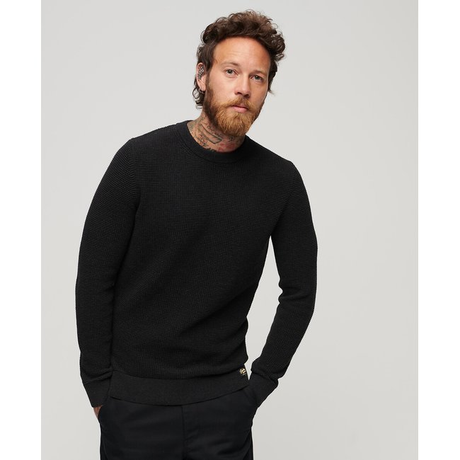 Trui met ronde hals in getextureerd tricot <span itemprop=