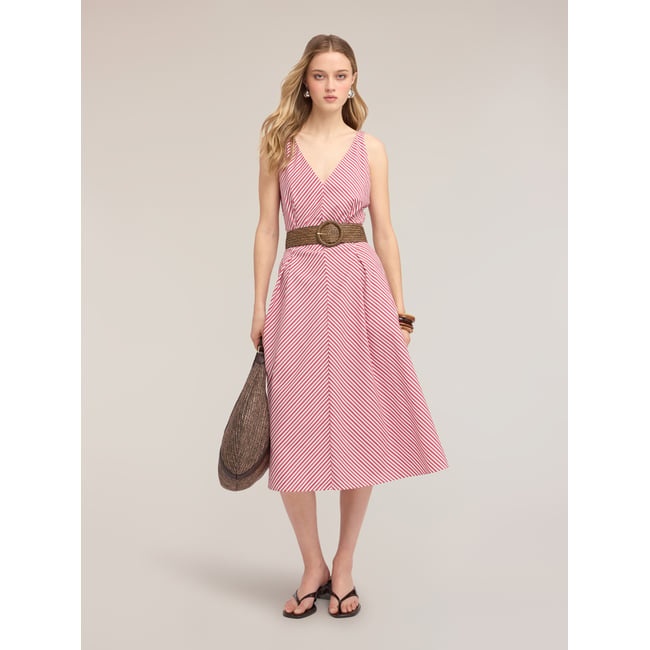 Robe ligne A à rayures rouge <span itemprop=