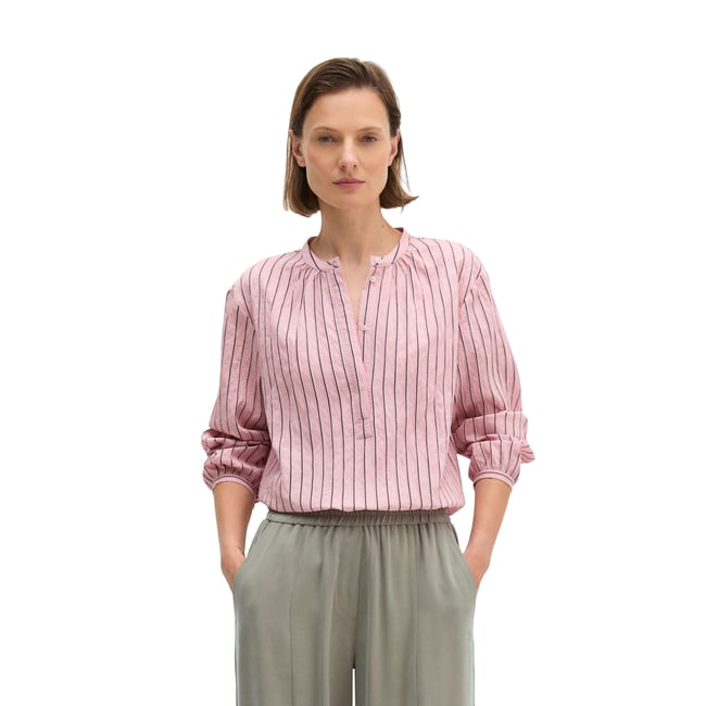 Chemisier à rayures, coupe classique en mélange de modal rose bonbon <span itemprop=