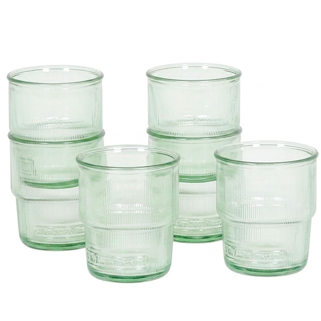 Set de 6 verres à eau empilables en verre 100% recyclé 30cl Couleur transparent <span itemprop=