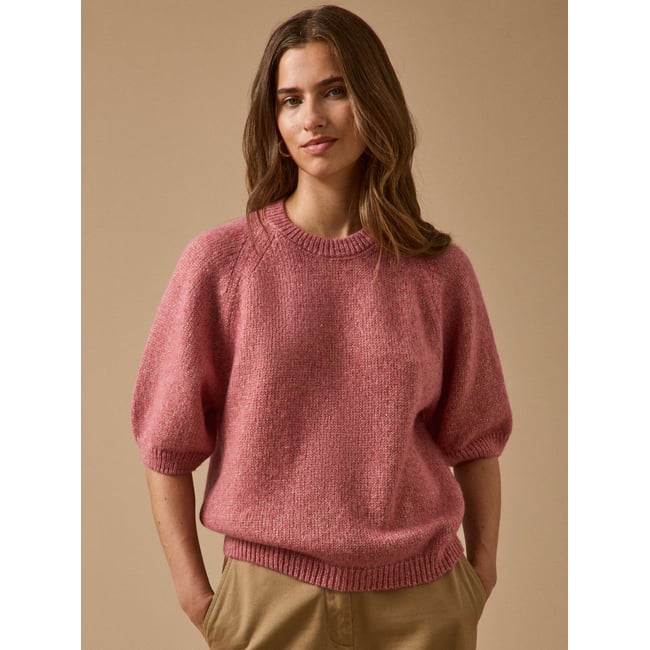 Pull irisé manches courtes rose <span itemprop=