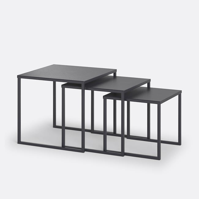 Zestaw 3 metalowych i stalowych stolików Miva Nesting w kolorze czarnym LA REDOUTE INTERIEURS