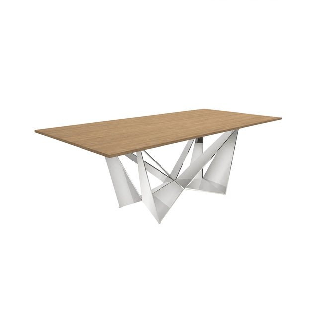 Table à manger rectangulaire en chêne et acier Couleur steel | oak <span itemprop=
