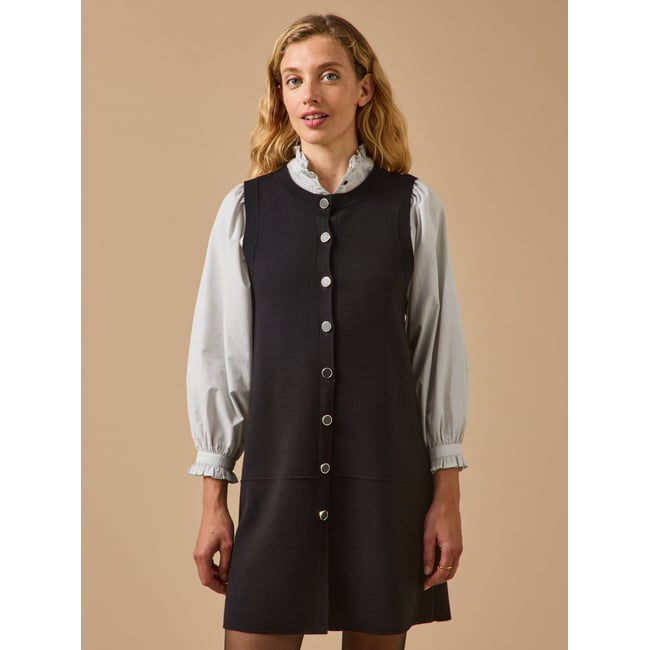 Robe sans manches  maille milano noir <span itemprop=