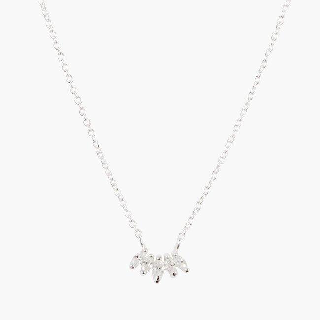 Collier pétales zirconium Argent Garanti argenté <span itemprop=