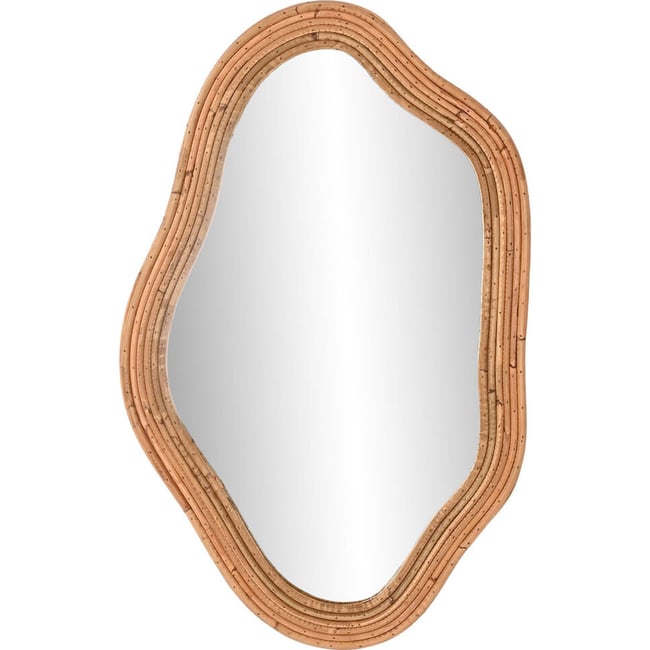 Miroir en rotin forme organique, URBAN Couleur naturel effet rotin clair <span itemprop=
