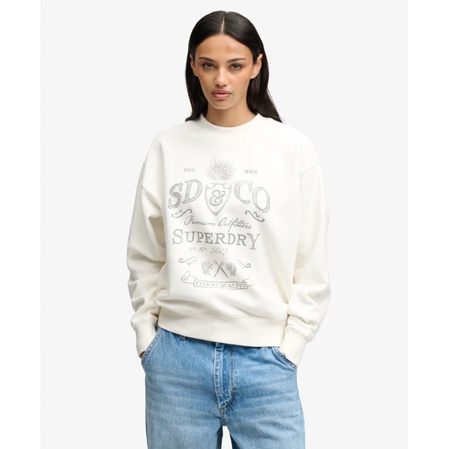 Sweatshirt Col Rond Vintage Workwear crème <span itemprop=