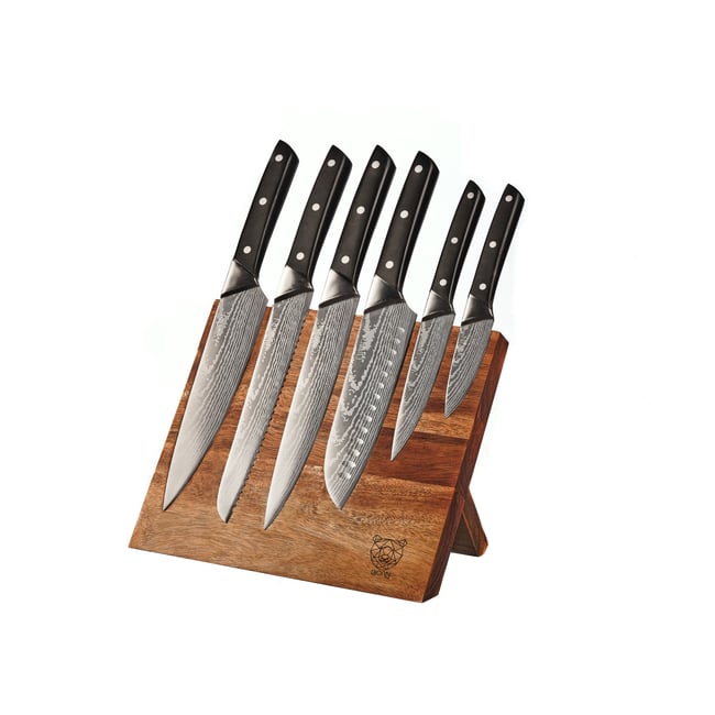 Lot de 7 couteaux de cuisine en inox, NUDE inox mat et noir mat <span itemprop=