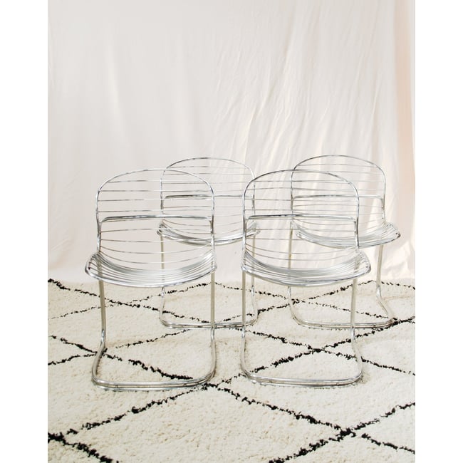 Lot de 4 chaises en métal chromé Alma N°2140 - Bon état Couleur métal <span itemprop=