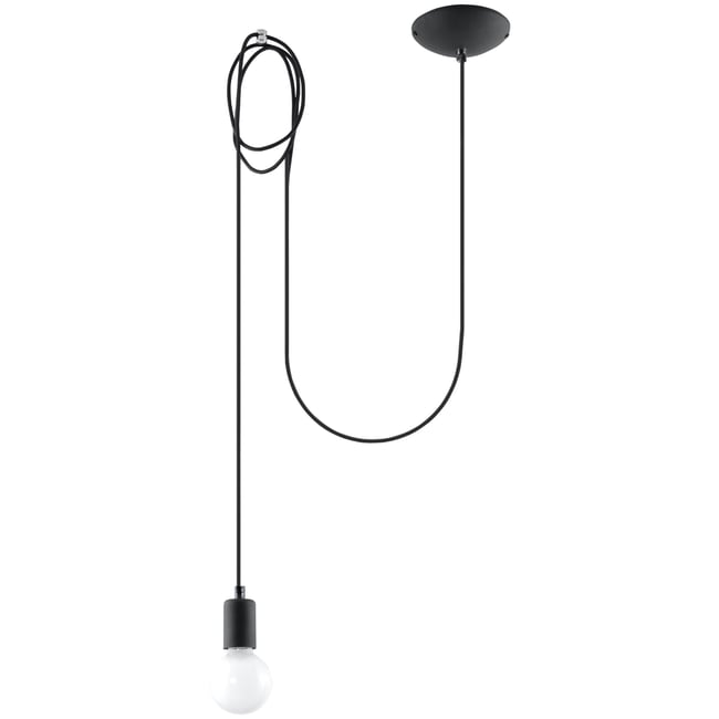 Suspension Tissu Noir E27 1 Edison Long Couleur noir <span itemprop=