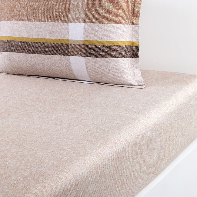 Drap housse en satin de coton marron, LOOMIS multicolore <span itemprop=