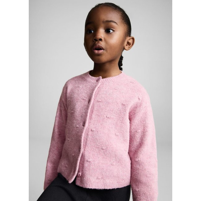 Cardigan maille boutons rose <span itemprop=