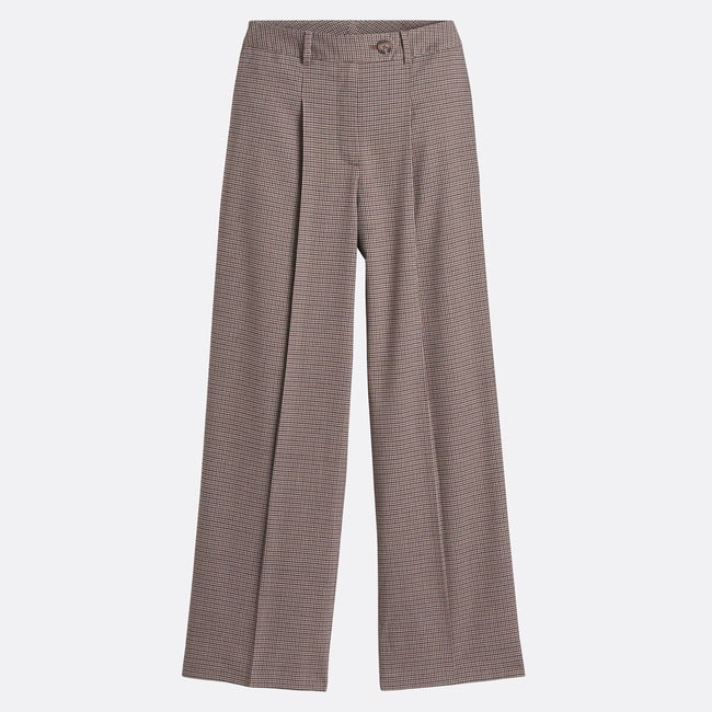 Pantalon large taille haute  carreaux <span itemprop=