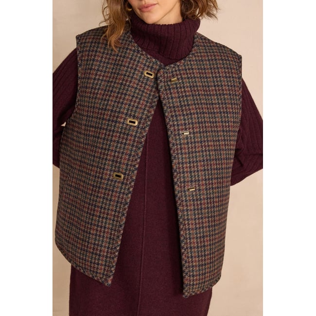 Maison 123 GILET SABRINA GI CHECKS violet <span itemprop=