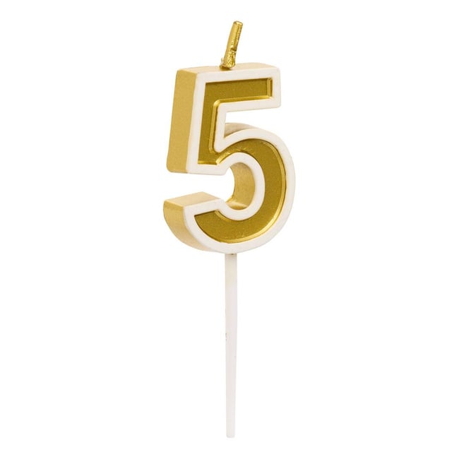 Bougie d'anniversaire Numéro 5 ANNIVERSAIRE doré <span itemprop=