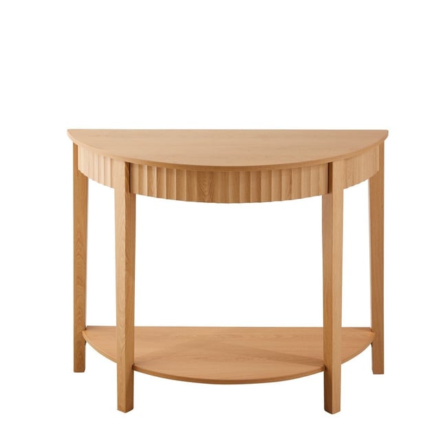 Console arrondie avec effet vague à 2 niveaux H76 cm - BOLOGNE Couleur bois clair <span itemprop=