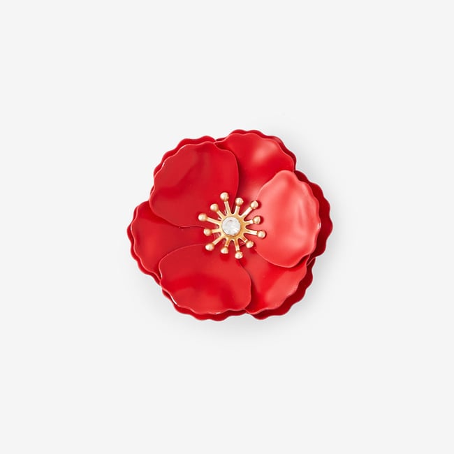 Broche fleur rouge rouge <span itemprop=