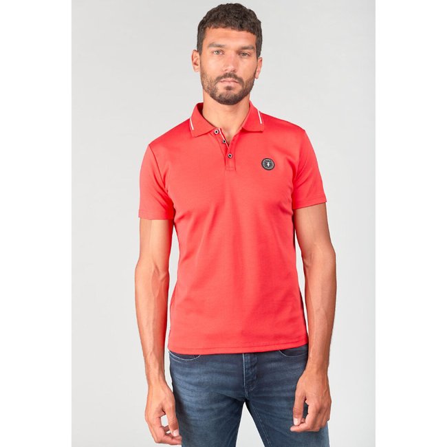Polo manches courtes à liseré Aron rouge <span itemprop=