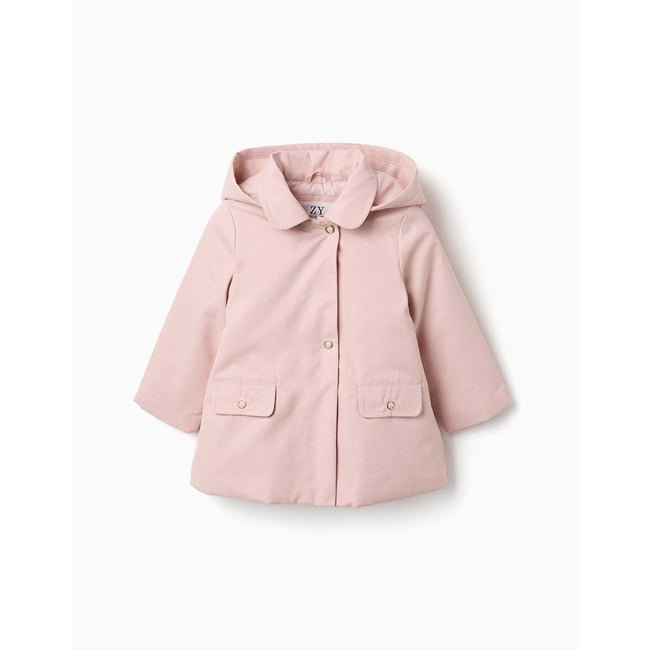 Parka avec doublure et capuche amovible rose clair <span itemprop=
