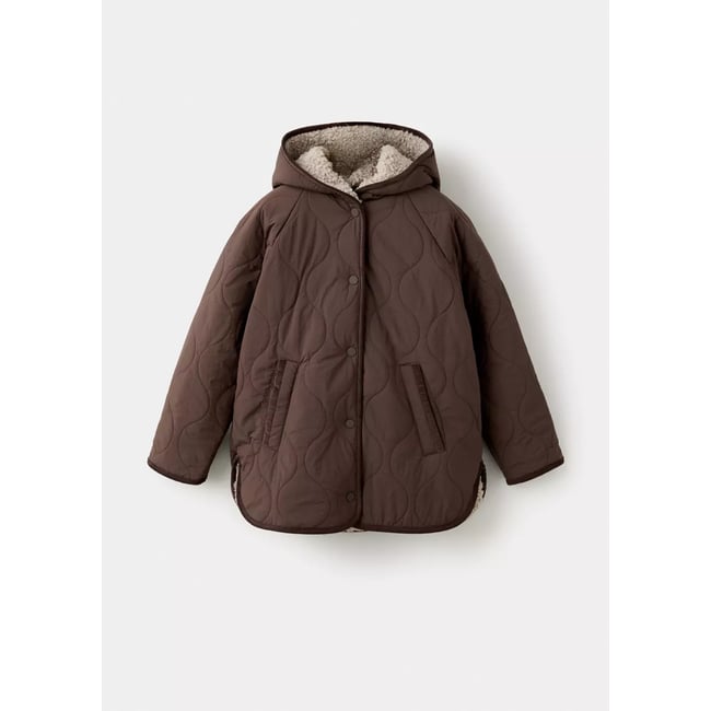 Anorak matelassé moutonné marron <span itemprop=