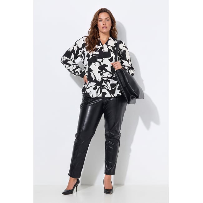 Pantalon 7/8 en similicuir. Passepoils et - ULLA POPKEN