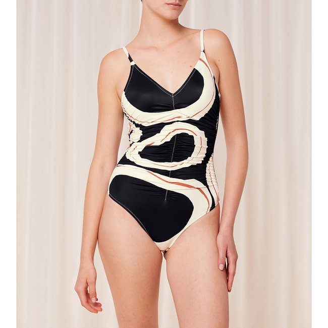 Fato de banho Summer Allure estampado preto/cru <span itemprop=