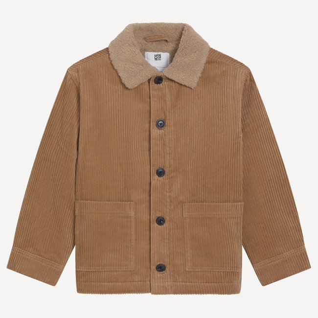 Veste worker en velours côtelé, col en imitation fourrure camel <span itemprop=