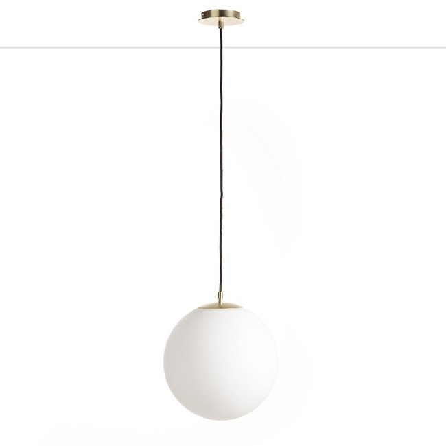 Candeeiro em latão e vidro opalino Ø30 cm, Moricio branco <span itemprop=