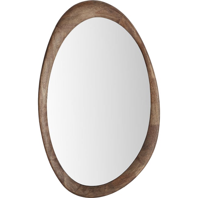 Miroir mural rectangulaire en bois d'hévéa Couleur bois brun foncé naturel <span itemprop=