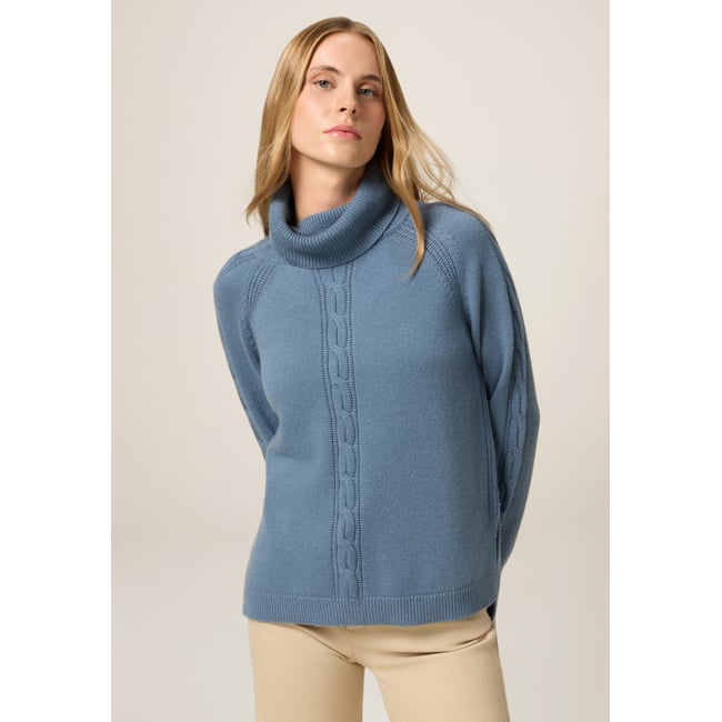 Col roulé tressé light - blue <span itemprop=