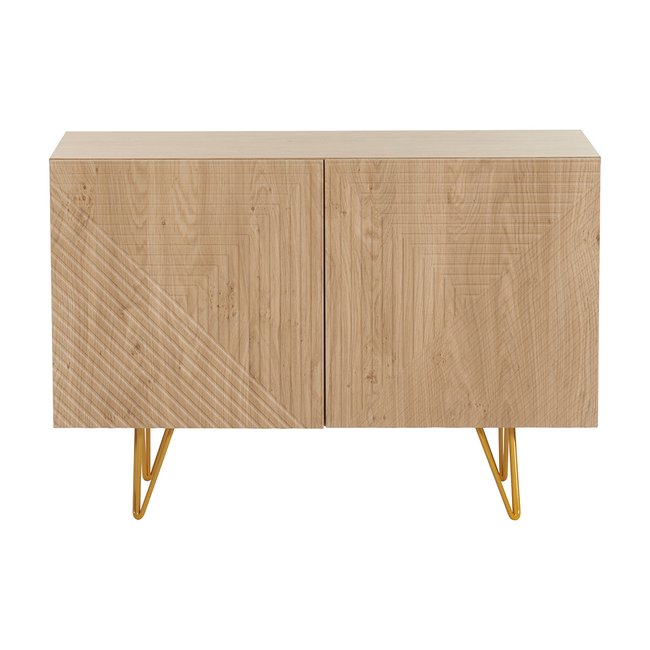 Buffet design gravé 2 portes pieds métal doré L107 cm OZEN - MILIBOO