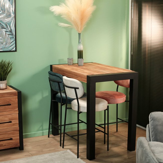 Mange-debout 120 en chêne pieds métal FERSCOTT Couleur bois naturel <span itemprop=