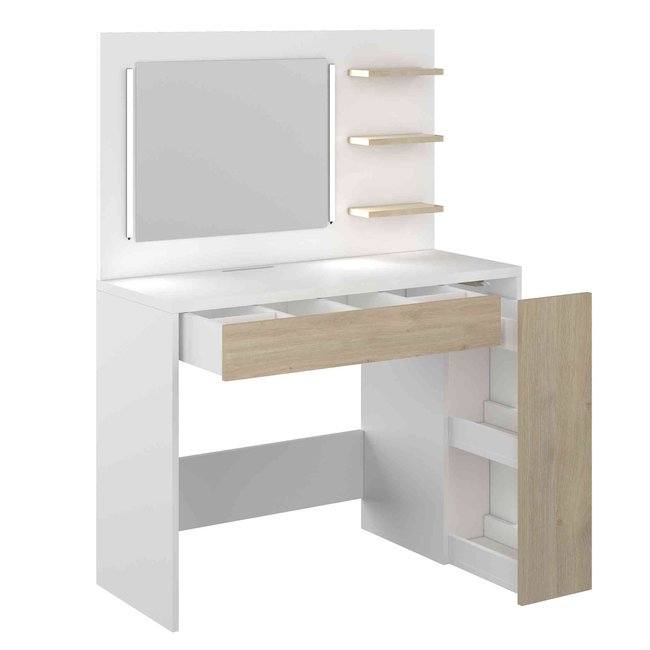Coiffeuse avec miroir Couleur blanc <span itemprop=