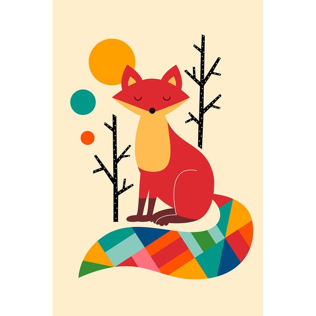 Tableau enfant rainbow fox Couleur toile imprimée <span itemprop=