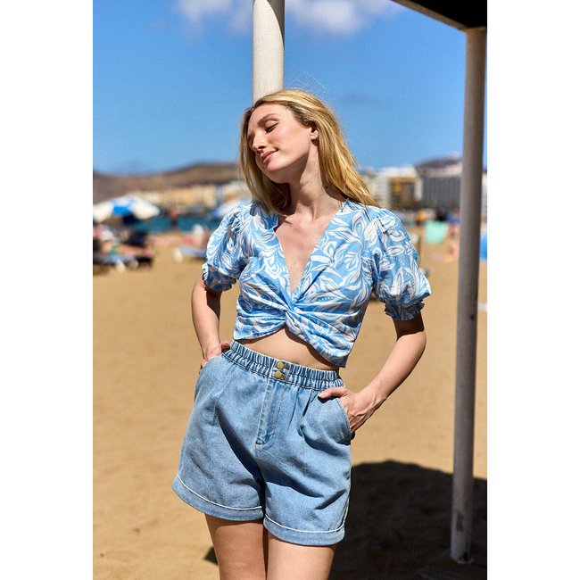 Solet denim shorts with high waist stonewashed La Petite Etoile La Redoute