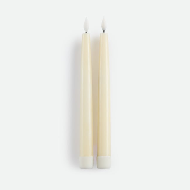 Lot de 2 bougies LED, en cire, hauteur 24,5 cm Couleur ecru <span itemprop=