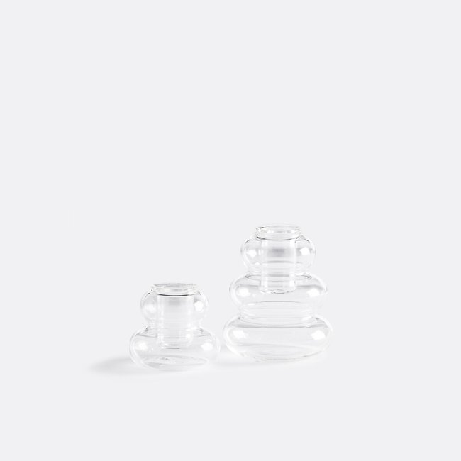 Juego de 2 portavelas de vidrio transparente, Hadi transparente <span itemprop=