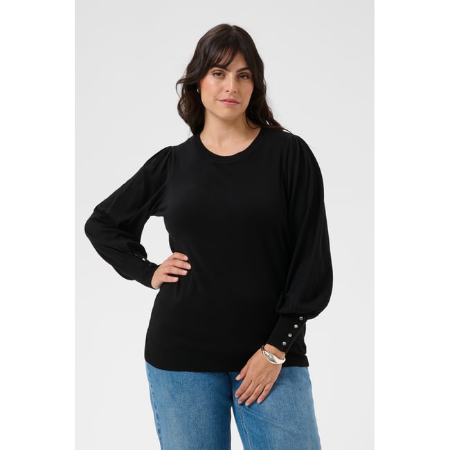 Pullover tricoté noir black deep <span itemprop=