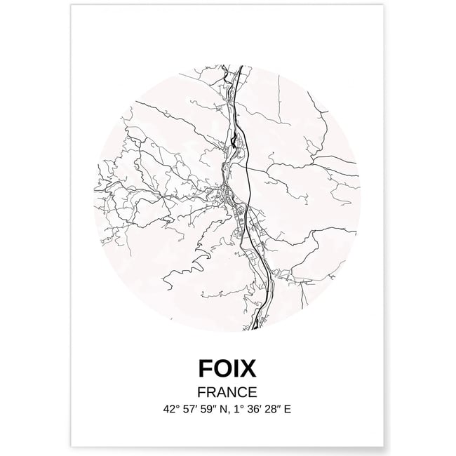 Affiche Carte Foix Couleur blanc <span itemprop=