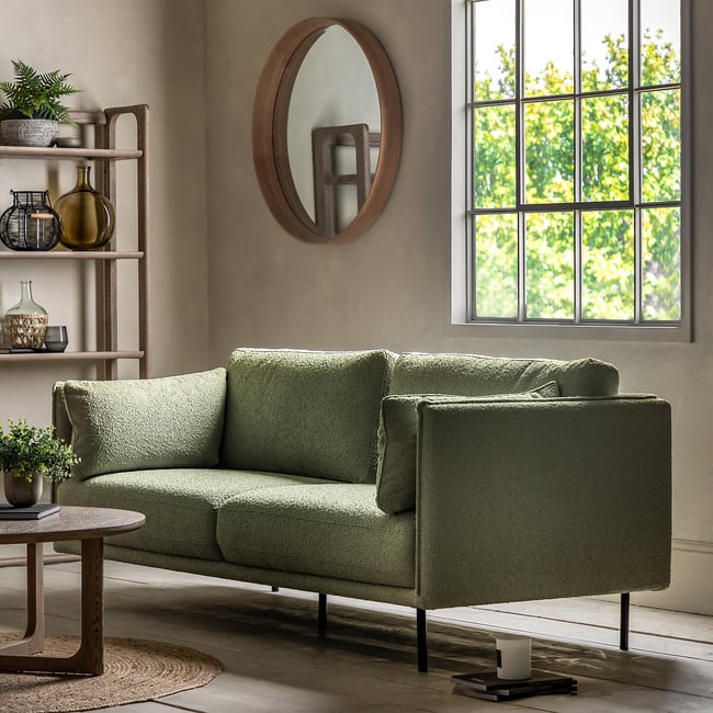 Ashar Mid-Century Boucle 3-Seater Sofa with Black Metal Legs - ÉDITÉ