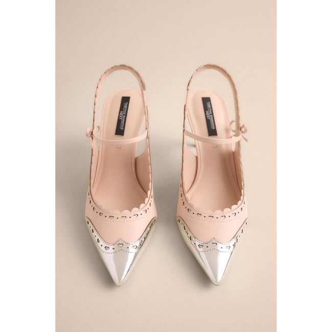 Richelieus bride arrière rose pâle <span itemprop=