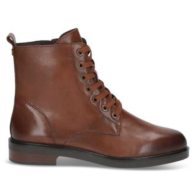 Bottine en cuir marron mocca combiné <span itemprop=